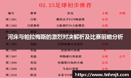 河床与帕拉梅斯的激烈对决解析及比赛前瞻分析